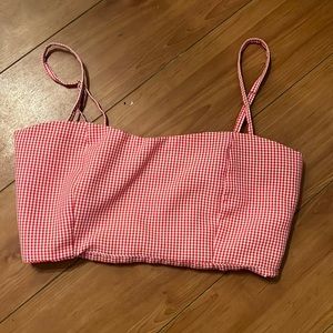 Brandy Melville gingham red n white preppy top.
